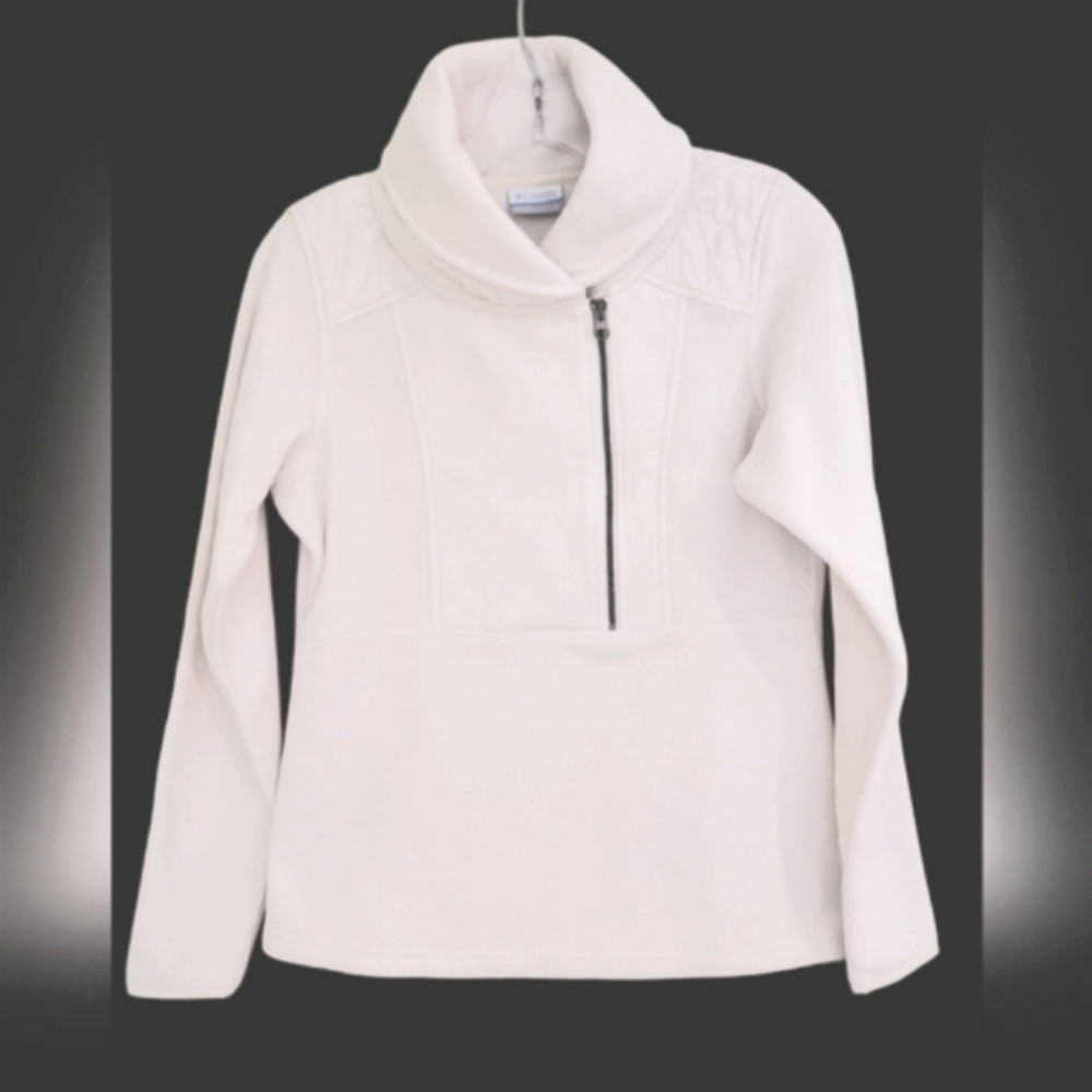 Columbia Jacket 1/4 Zip Pullover Ivory Small Excellent Condition Classic Comfort
